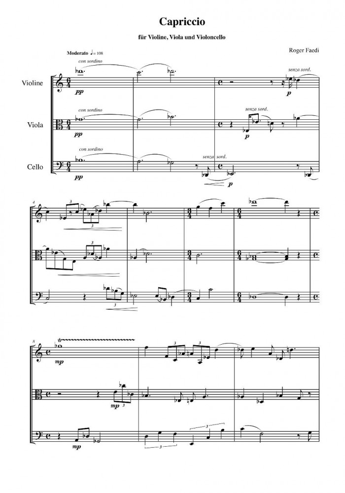 Capriccio, op. 2, für Violine, Bratsche und Violoncello